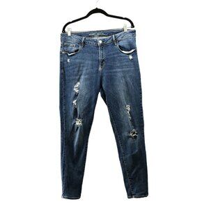 Old Navy Rockstar Skinny Jeans Womens Size 14 Distressed Mid Rise Blue